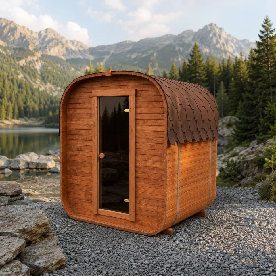 Sauna ogrodowa QUADRO 180 cm — z piecem na drewno