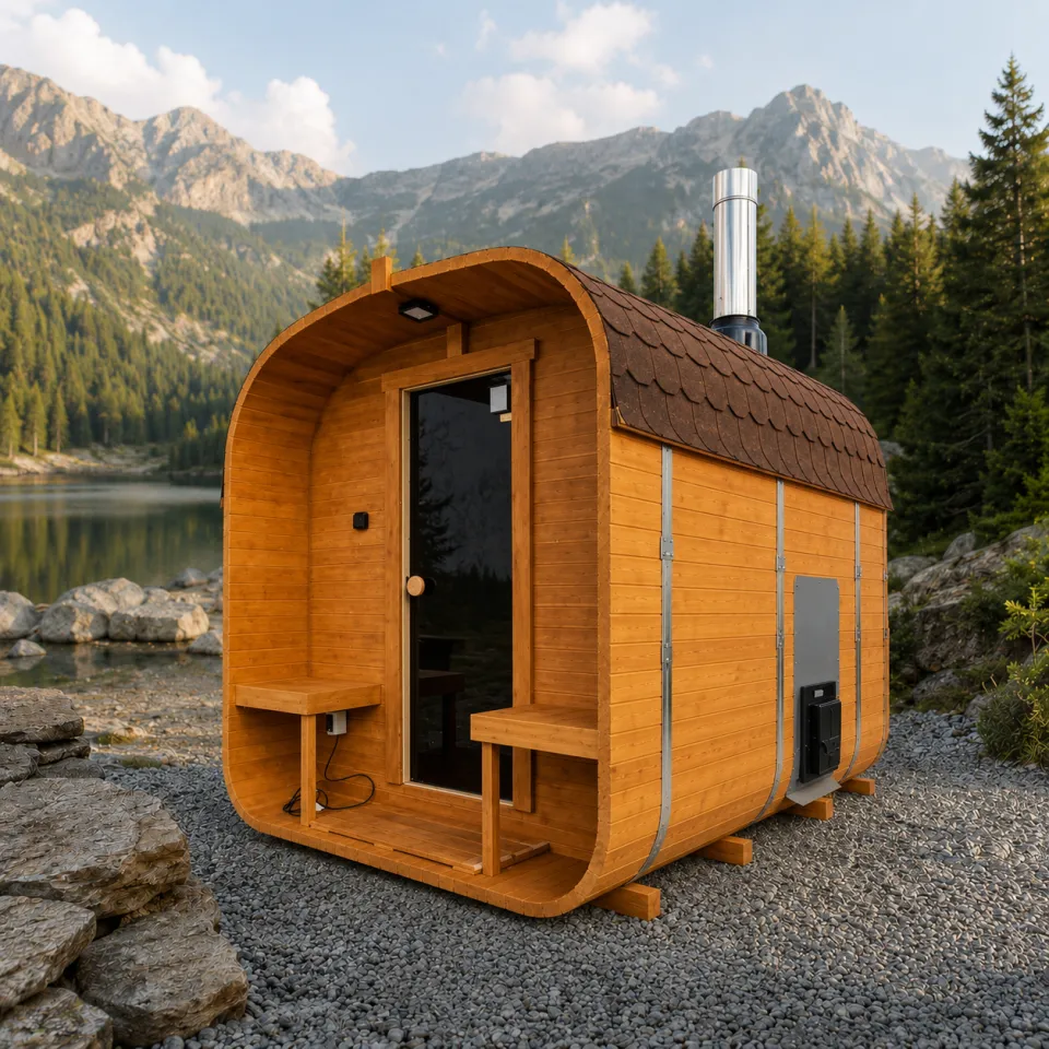 Sauna ogrodowa QUADRO 340 cm — z piecem elektrycznym
